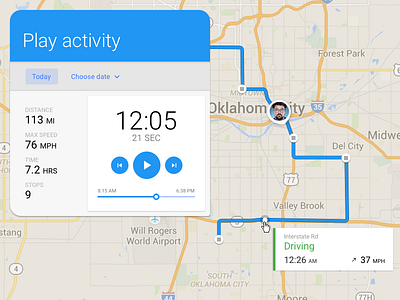 Mappps activitiy maps material design notification playback schedule timeline ui ux
