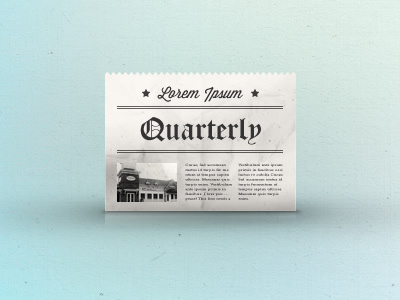 Quarterly header icon logo lorum ipsum magazine newspaper