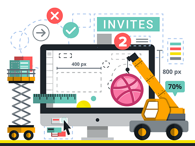 2 Dribbble Invites clean color design dribbble element graphics illustrator invitation invite ui