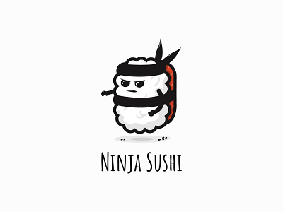 Ninja Sushi character design japanese logo mascot logo ninja rice salmon sushi unique design