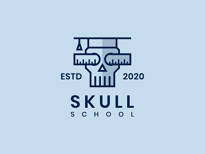 Skull School branding character fear flat horor logo logo design mascot logo scared school simple logo skull unique logo university