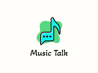 Music Talk blue chat flat green logo design melody minimalist modern music talk unique logo vector
