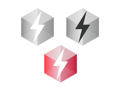 New Logo Try-Out V2 cube grey lightning logo red