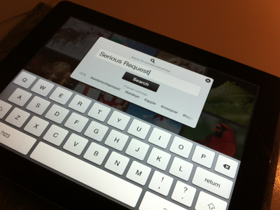 W.I.P. Search screen iPad app grey ipad search