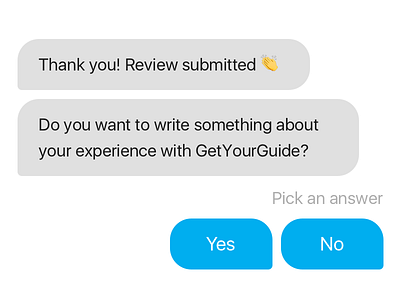 Post Review Flow – Feedback Prompt bubbles buttons chat modal prompt review