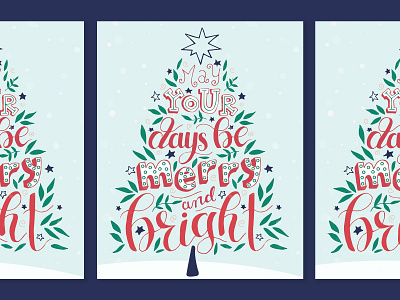Christmas Card card christmas christmas card christmas tree design drawing flat illustration hand lettering illustration leaves lettering merry snow tree typography