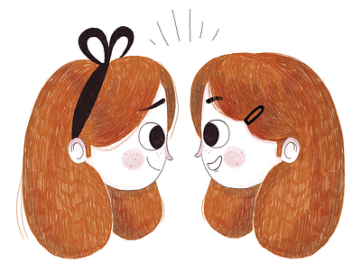 Lusia & Lidka drawing ginger girls illustrations pencil photoshop redhead ribbon twins