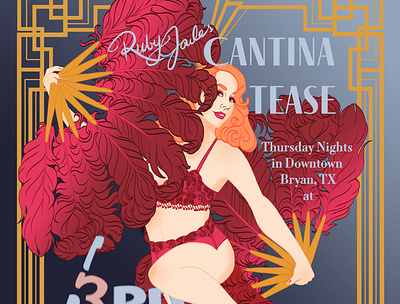 Ruby Joule's Cantina Tease adobe advertising burlesque digital illustration photoshop poster promotional