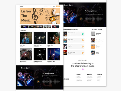 Mussic branding design music music website ui uiux ux web website