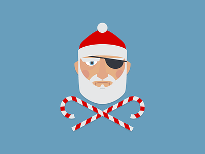 Pirate Santa beard candy christmas claus crossbones illustration jolly roger patch pirate santa