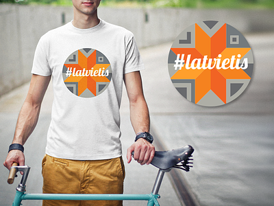 Another t-shirt design #latvietis ancient design geometric latvian latvietis orange pattern shirt star symbol t shirt vector