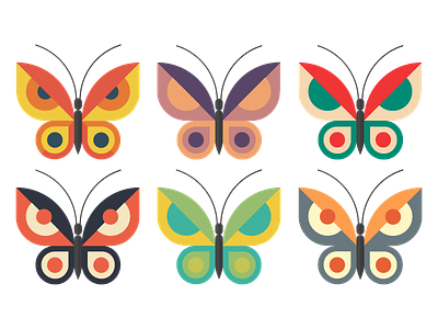 butterflies butterfly colorful flat free freebie illustration illustrator nature spring vector