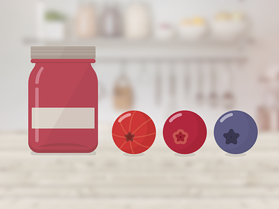 Jar and some berries for a game berries blueberry cranberry currant flat jam jar red vector