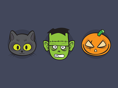 Halloween characters black cat halloween illustration jack-o-lantern zombie