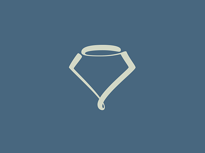 Single stroke diamond logo brush diamond icon logo simple stroke vector