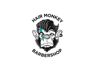 Hair Monkey Barbershop ape art barber barbershop beard branding character chimpanzee draw gorilla hair haircut identity illustration illustrator logo logotype monkey primate vector
