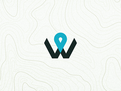 Logo for app Wilki app application branding game icon identity illustrator location logo map pin terrain typeface vector w wolf