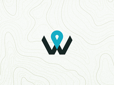 Logo for app Wilki app application branding game icon identity illustrator location logo map pin terrain typeface vector w wolf
