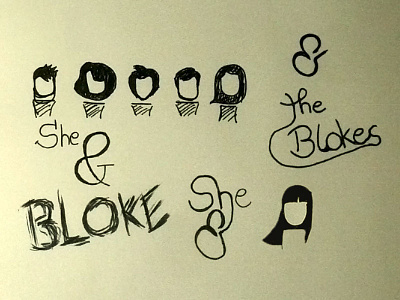 She and the Blokes - Logosketches band berlin design logo sketch skizzen