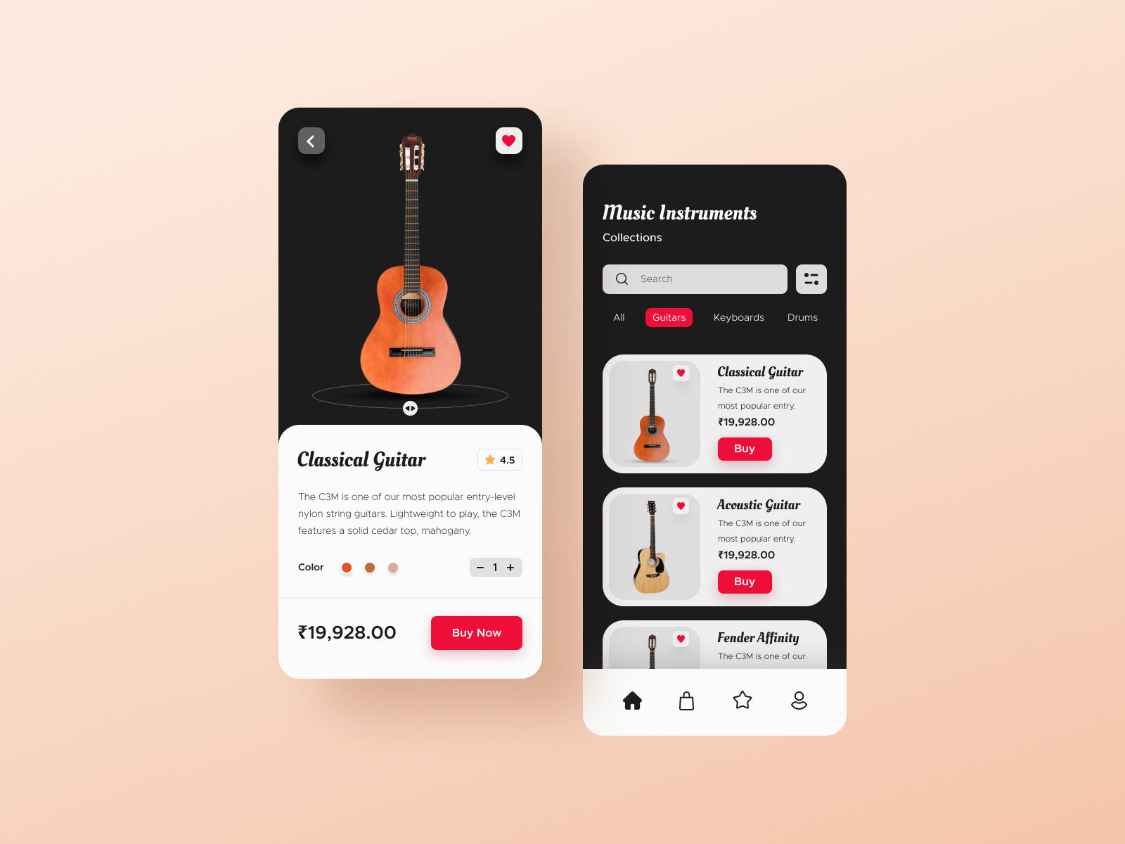 Music Instrument Purchase App by aroon.ui on Dribbble