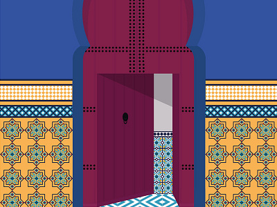 Morocco clean design digital flat illustration isometric morocco pattern poster tiles travel poster vector