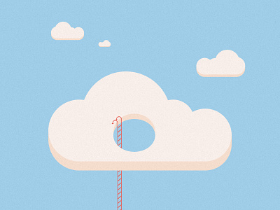You can climb a ladder up to the sun... cloud design digital editorial flat illustration minimal pastel sky steps vector