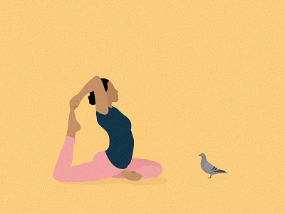 King Pigeon Pose design digital editorial flat girls illustration minimal pastel pigeon vector yoga