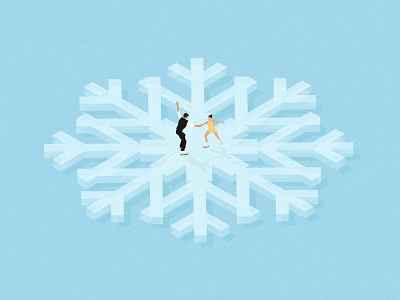 Ice Dancing. dancing design digital editorial flat ice illustration minimal pastel snow snowflake vector