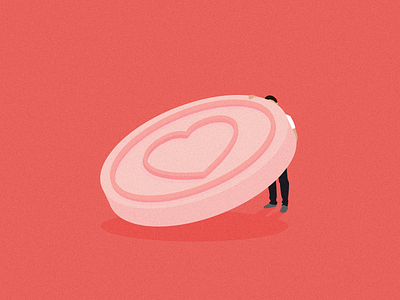 Looking for love candy flat heart illustration love man minimal pastel sweet vector