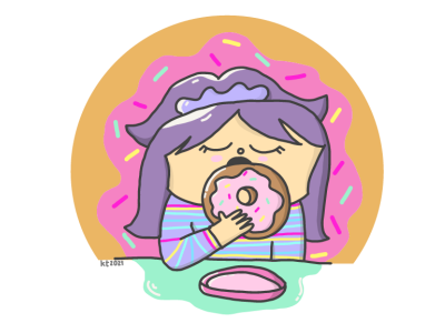 Z having a donut cartoon dessert donut food and drink food illustration girl girl character girl illustration illustration