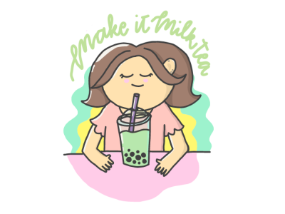 Milk tea lover cartoon food and drink food illustration girl girl character girl illustration illustration milk tea