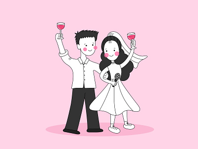 P'Pink character couple llustration