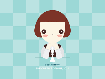 Beth Harmon character chess design illustration netflix