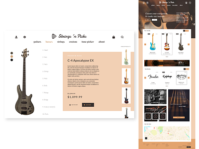 Strings 'n Picks Musical Instruments Selling Website UI