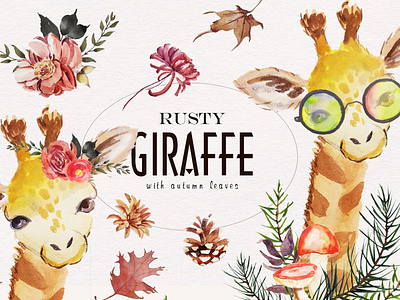 Rusty Giraffe Autumn Clipart