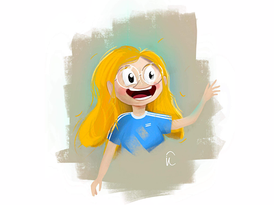 happy Lady! girl happy illustration illustration for kids kids procreate