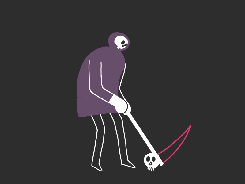 Swing of the Death animation death frame by frame golf grim reaper halloween handrawn illustration scythe skull swing