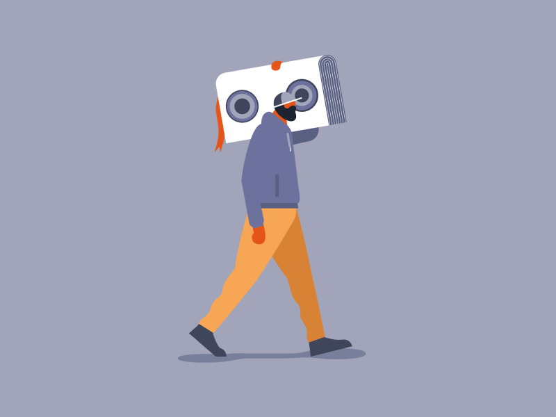Audiobook animation audio audio player book character illustration man music walking