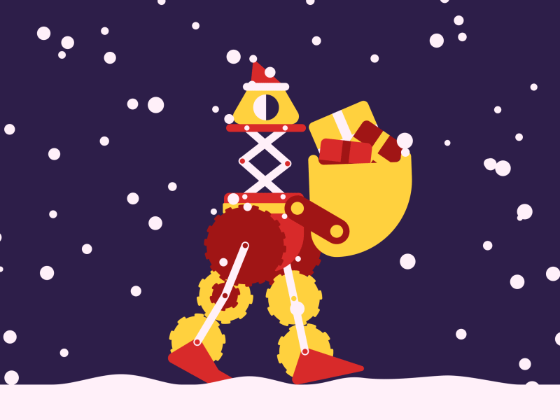 Xmas Robo animation motion winter character holidays snow walk rigging loop presents toy robot christmas