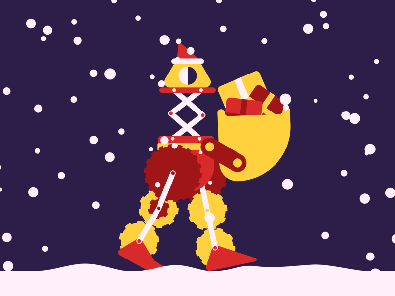 Xmas Robo animation character christmas holidays loop motion presents rigging robot snow toy walk winter