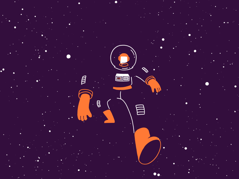 Astronaut 2019 2d animation astronaut cosmos flat focus frame by frame hand drawn illustration leap lobster studio new year space speed stars universe walk cycle walking