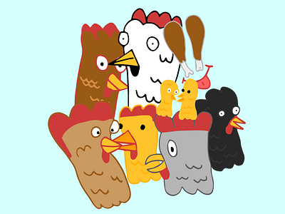 Chicken Headz chickens cocka doodle do new project silly