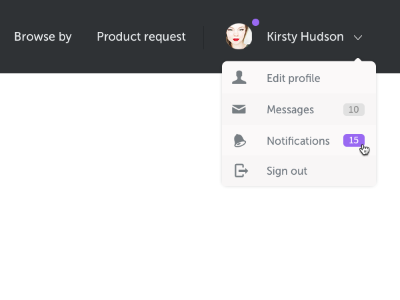 Dropdown dropdown edit profile header icons messages notifications ui