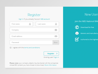 Register modal