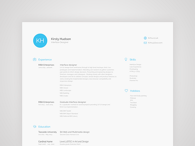 Resume/CV cv hobbies resume skills ui ux