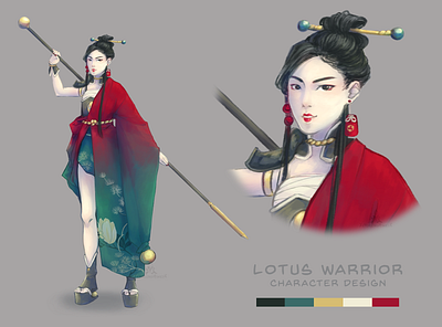 Lotus Warrior Concept character design concept art digital 2d drawing illustraion