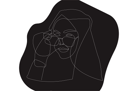 woman with glasses cartoon illustration design flat illustration lineart minimal potrait vector