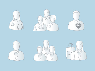 Biomedical Informatics Icon Set biomedical clinical columbia communities doctor illustration patient translational workforce