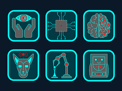 AI icons ai cyberpunk future icons robots science technology