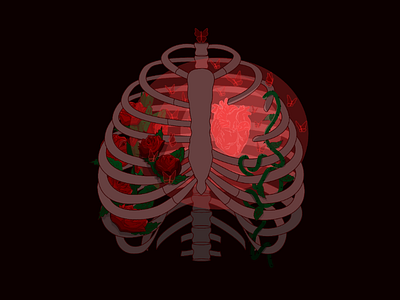 Inspiration art butterflies emotions feelings flowers heart illustration illustrator inspiration love ribs shining skeleton vector